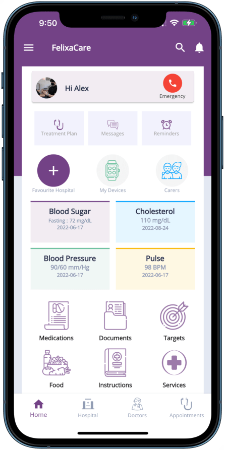 This is the Felixacare patient application, which allows them to use digital devices to get all kinds of health care services. 